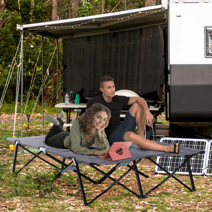 Portable Double Folding Camping Cot for Comfortable Sleep - Grey