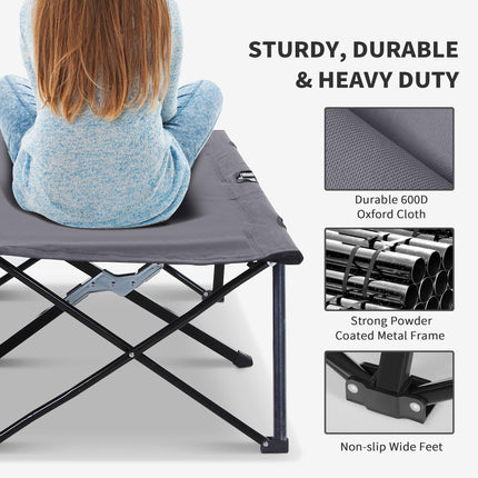 Portable Double Folding Camping Cot for Comfortable Sleep - Grey