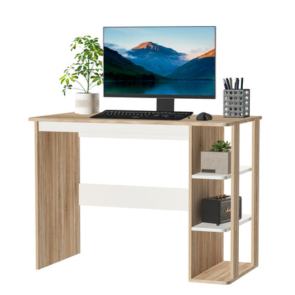 Computer Desk, Writing Desk with 3-Tier Storage Shelf, Work Table for Home Offic