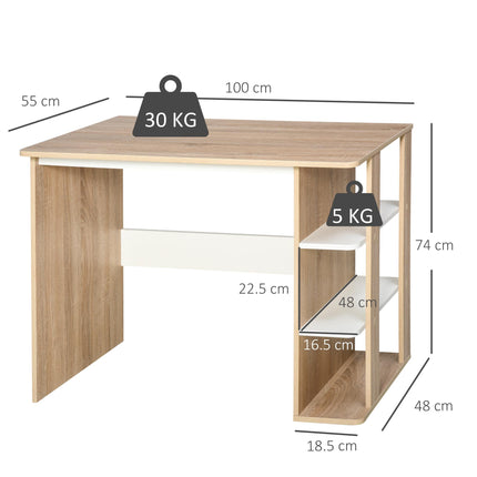 Computer Desk, Writing Desk with 3-Tier Storage Shelf, Work Table for Home Offic