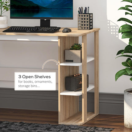 Computer Desk, Writing Desk with 3-Tier Storage Shelf, Work Table for Home Offic