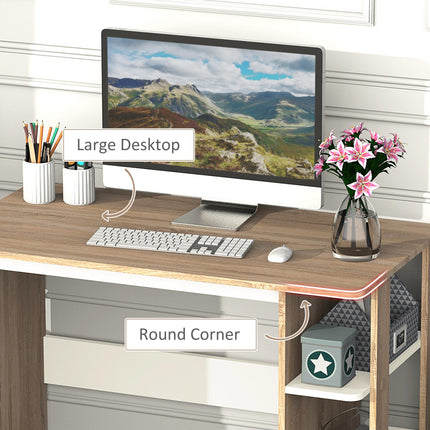 Computer Desk, Writing Desk with 3-Tier Storage Shelf, Work Table for Home Offic