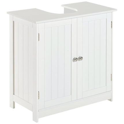 Under Sink Bathroom Storage Cabinet 2-Tier Vanity Unit with Shelves - White