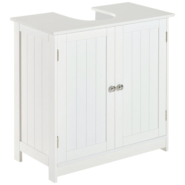 Under Sink Bathroom Storage Cabinet 2-Tier Vanity Unit with Shelves - White