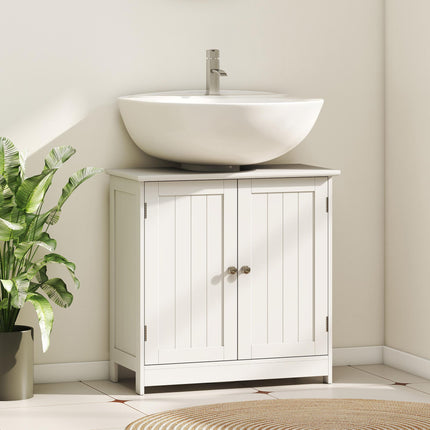 Under Sink Bathroom Storage Cabinet 2-Tier Vanity Unit with Shelves - White
