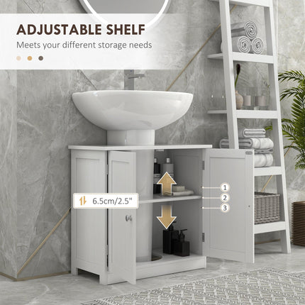 Under Sink Bathroom Storage Cabinet 2-Tier Vanity Unit with Shelves - White