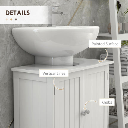 Under Sink Bathroom Storage Cabinet 2-Tier Vanity Unit with Shelves - White