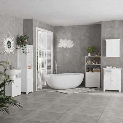 Under Sink Bathroom Storage Cabinet 2-Tier Vanity Unit with Shelves - White