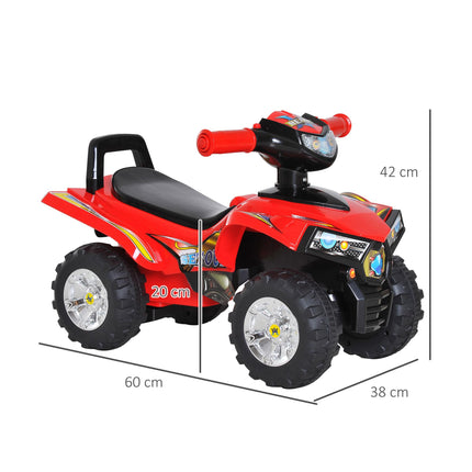 Kids Ride On Quad Bike 60x38x42 cm with Horn, Music & LED Light - Red