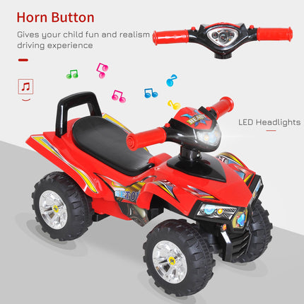 Kids Ride On Quad Bike 60x38x42 cm with Horn, Music & LED Light - Red