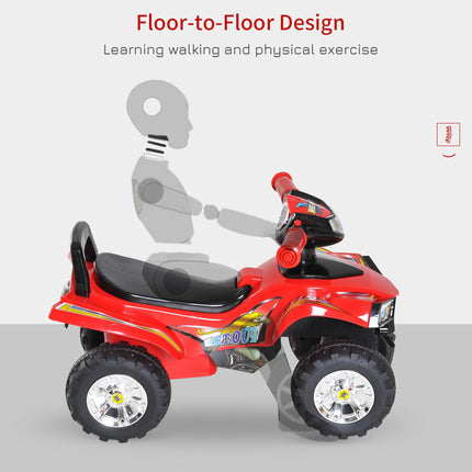 Kids Ride On Quad Bike 60x38x42 cm with Horn, Music & LED Light - Red