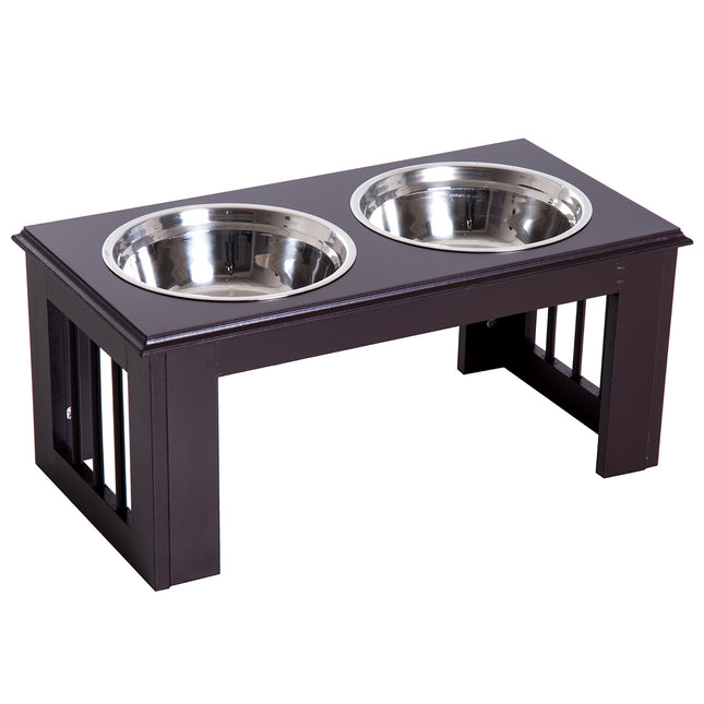 Stainless Steel Elevated Pet Feeder 58.4L x 30.5W x 25.4H cm - Brown