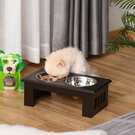 Stainless Steel Elevated Pet Feeder 58.4L x 30.5W x 25.4H cm - Brown