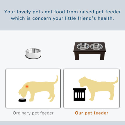 Stainless Steel Elevated Pet Feeder 58.4L x 30.5W x 25.4H cm - Brown