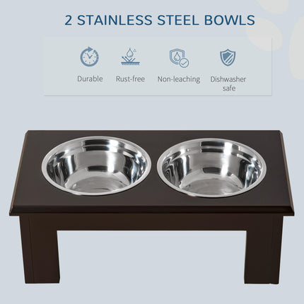 Stainless Steel Elevated Pet Feeder 58.4L x 30.5W x 25.4H cm - Brown