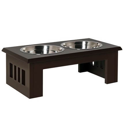 Stainless Steel Elevated Pet Feeder 58.4L x 30.5W x 25.4H cm - Brown