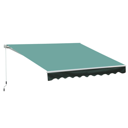 Adjustable Manual Retractable Patio Awning Canopy 2.95m x 2.5m - Dark Green