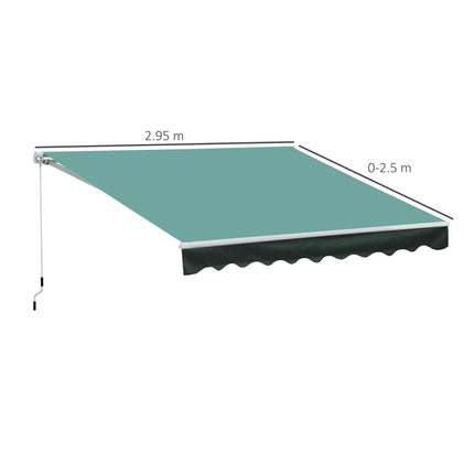 Adjustable Manual Retractable Patio Awning Canopy 2.95m x 2.5m - Dark Green