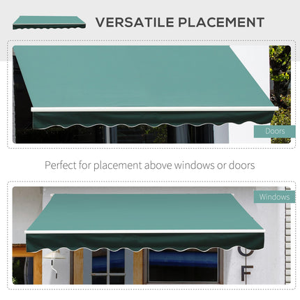 Adjustable Manual Retractable Patio Awning Canopy 2.95m x 2.5m - Dark Green