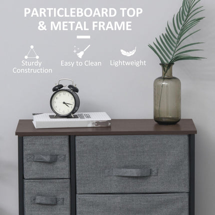 7-Drawer Chest of Drawers with Fabric Drawers and Metal Frame, Adjustable Feet - Dark Grey