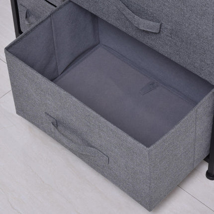 7-Drawer Chest of Drawers with Fabric Drawers and Metal Frame, Adjustable Feet - Dark Grey