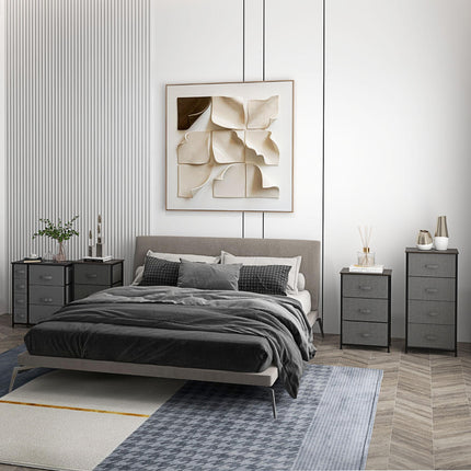 7-Drawer Chest of Drawers with Fabric Drawers and Metal Frame, Adjustable Feet - Dark Grey