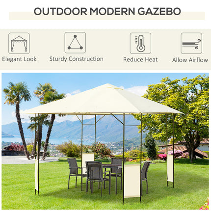 3 x 3 Metre Metal Garden Gazebo with Water-Resistant Canopy - Cream