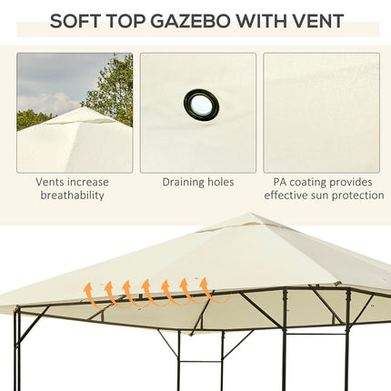 3 x 3 Metre Metal Garden Gazebo with Water-Resistant Canopy - Cream