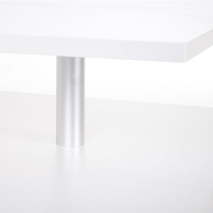 2-Tier Rectangular Coffee Table with Open Shelf for Living Room Entryway - White