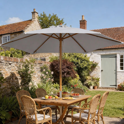 2.5m Wooden Garden Parasol with Ventilated Polyester Canopy - Grey