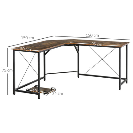 L-Shaped Desk, Gaming Desk, 150 x 150 x 75 cm, Corner Computer Desk for Study, H
