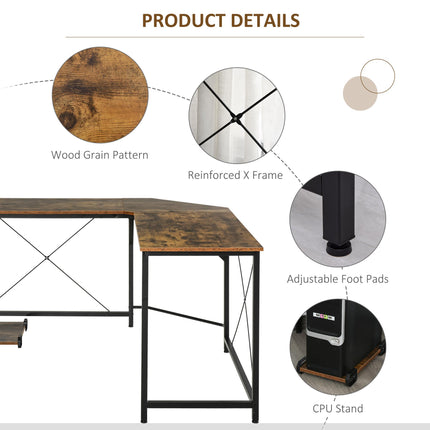 L-Shaped Desk, Gaming Desk, 150 x 150 x 75 cm, Corner Computer Desk for Study, H