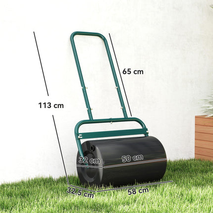 38L Fillable Steel Lawn Roller for Flattening and Seedbed Preparation - Dark Green