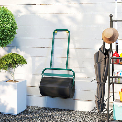 38L Fillable Steel Lawn Roller for Flattening and Seedbed Preparation - Dark Green