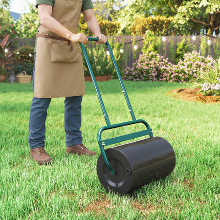 38L Fillable Steel Lawn Roller for Flattening and Seedbed Preparation - Dark Green