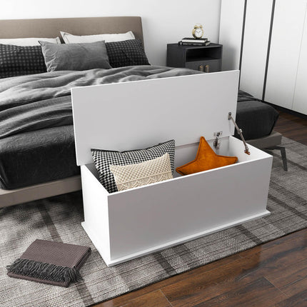 Wooden Storage Chest Toy Box Clothes Bench Seat Ottoman with Lid - White