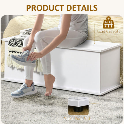 Wooden Storage Chest Toy Box Clothes Bench Seat Ottoman with Lid - White