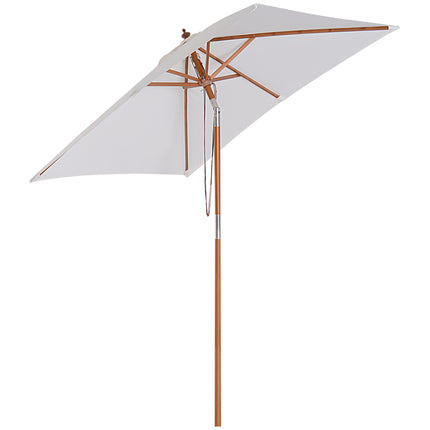 2 Metre Patio Parasol with Fir Wood Pole and Tilt Mechanism - Cream White