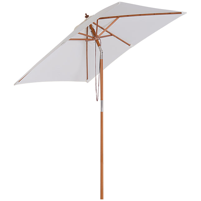 2 Metre Patio Parasol with Fir Wood Pole and Tilt Mechanism - Cream White