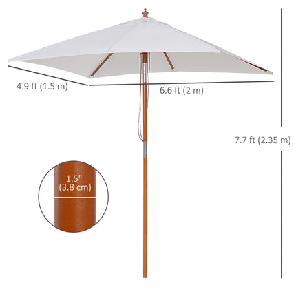 2 Metre Patio Parasol with Fir Wood Pole and Tilt Mechanism - Cream White