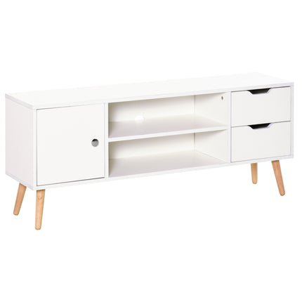 Modern TV Stand for Up to 42" Flat Screen with Storage Shelves, Drawers & Cable Management - White
