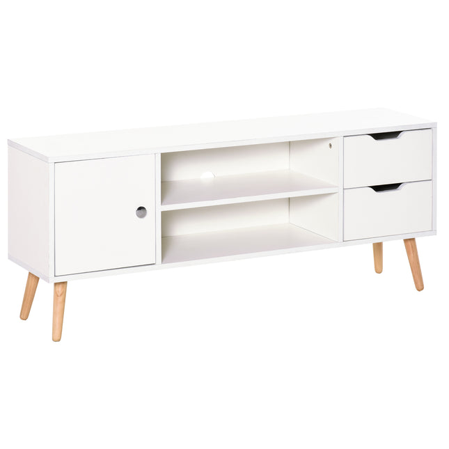 Modern TV Stand for Up to 42" Flat Screen with Storage Shelves, Drawers & Cable Management - White
