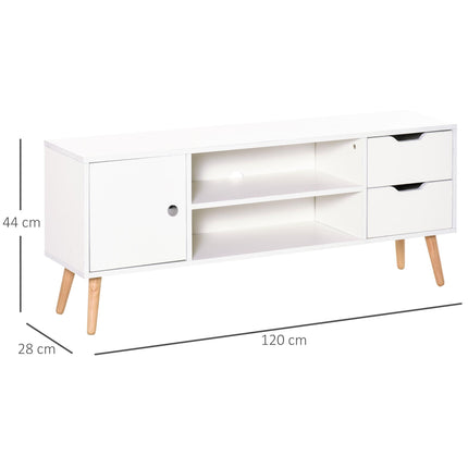 Modern TV Stand for Up to 42" Flat Screen with Storage Shelves, Drawers & Cable Management - White