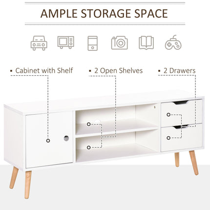 Modern TV Stand for Up to 42" Flat Screen with Storage Shelves, Drawers & Cable Management - White