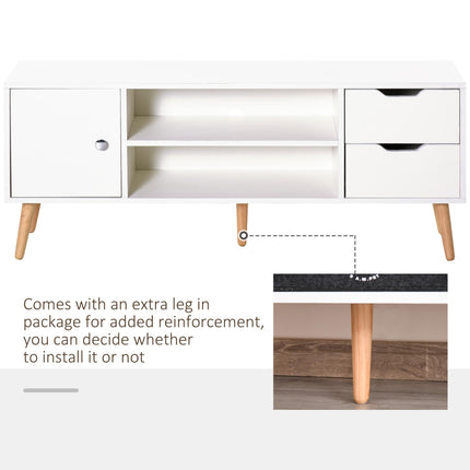 Modern TV Stand for Up to 42" Flat Screen with Storage Shelves, Drawers & Cable Management - White