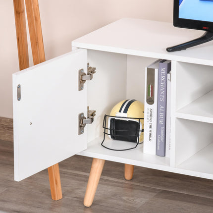 Modern TV Stand for Up to 42" Flat Screen with Storage Shelves, Drawers & Cable Management - White