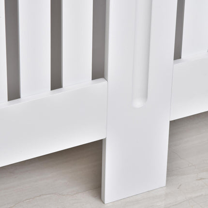 Slatted MDF Radiator Cover Cabinet with Lined Grill 152x19x81 cm - White