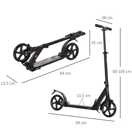 Folding Kick Scooter, Adjustable Ride On Scooter with 200mm Big Wheels and Doubl