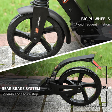 Folding Kick Scooter, Adjustable Ride On Scooter with 200mm Big Wheels and Doubl