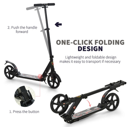 Folding Kick Scooter, Adjustable Ride On Scooter with 200mm Big Wheels and Doubl